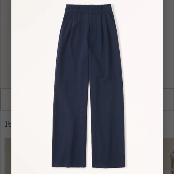 NWT abercrombie Tailored Wide Leg Pants size small short navy - Picture 2 of 7